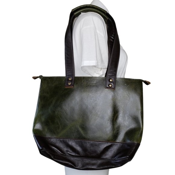 Saint Crispin LeatherworksDark Ivy Deep Green Leather Hand Crafted Tote Purse